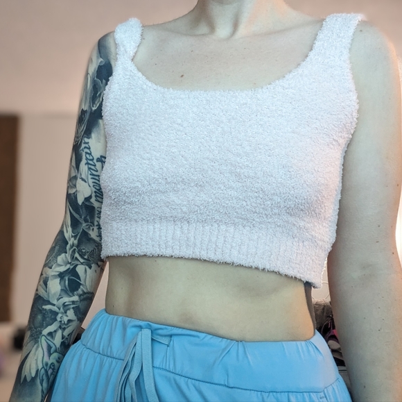 Light Pink Fuzzy Crop Top and Cardigan - Picture 9 of 9